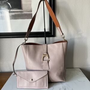 Dooney & Bourke Ashby Saffiano Leather Pink Tote Pouch Rose Gold Hardware